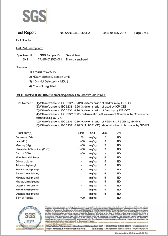 輝煒佳陶化劑SGS檢測報(bào)告2